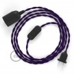 SnakeBis cordon avec douille et câble textile Effet Soie Violet TM14