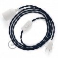 SnakeBis cordon avec douille et câble textile Effet Soie Bleu Marine TM20