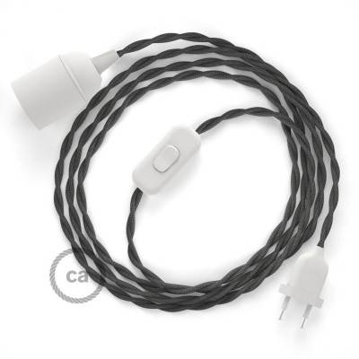SnakeBis cordon avec douille et câble textile Effet Soie Gris Foncé TM26