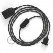 SnakeBis cordon avec douille et câble textile Effet Soie Gris Foncé TM26