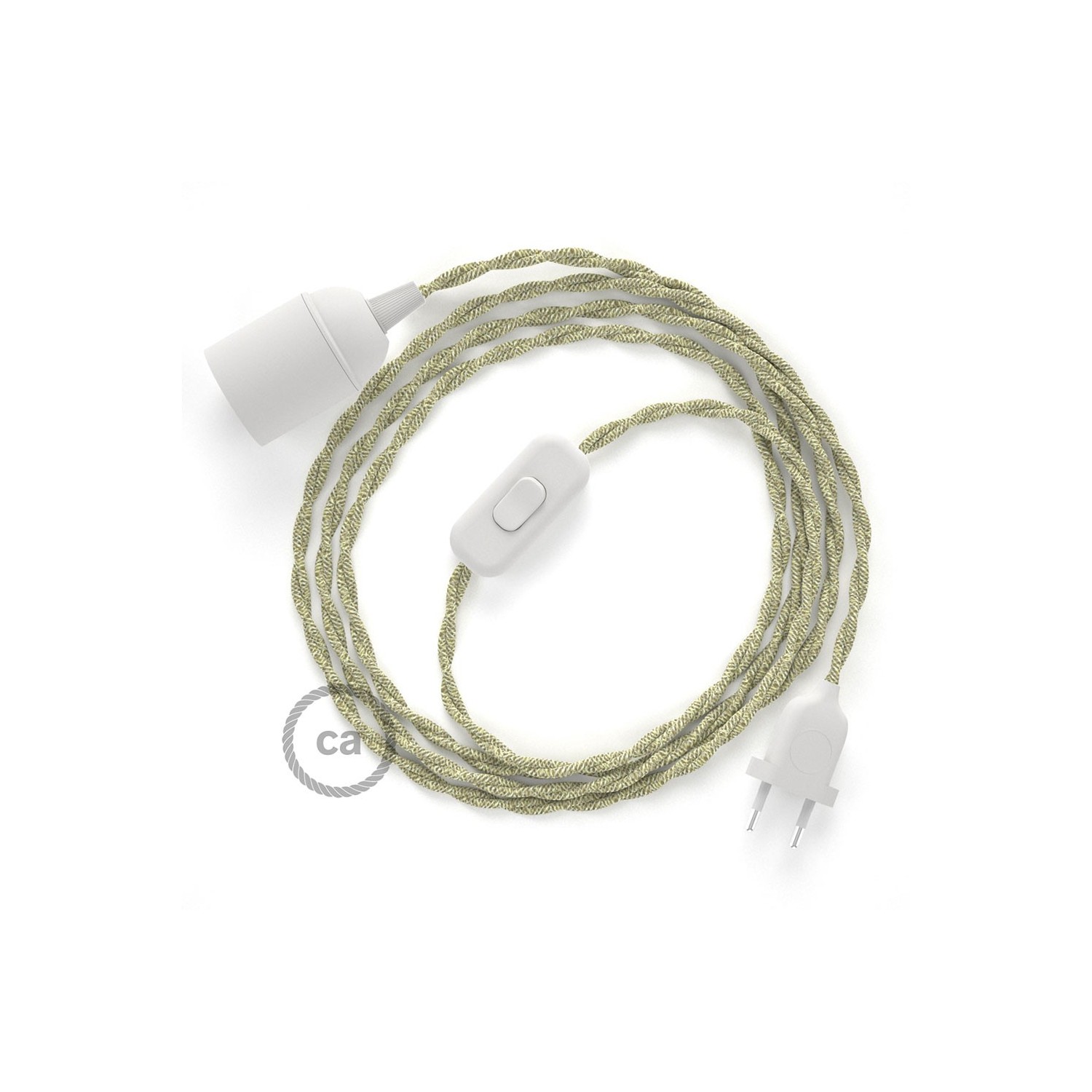 SnakeBis bedradingsset met fitting en strijkijzersnoer - neutraal natuurlijk linnen TN01