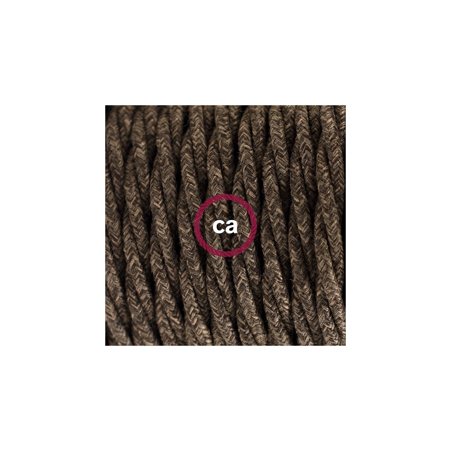 SnakeBis bedradingsset met fitting en strijkijzersnoer - bruin natuurlijk linnen TN04