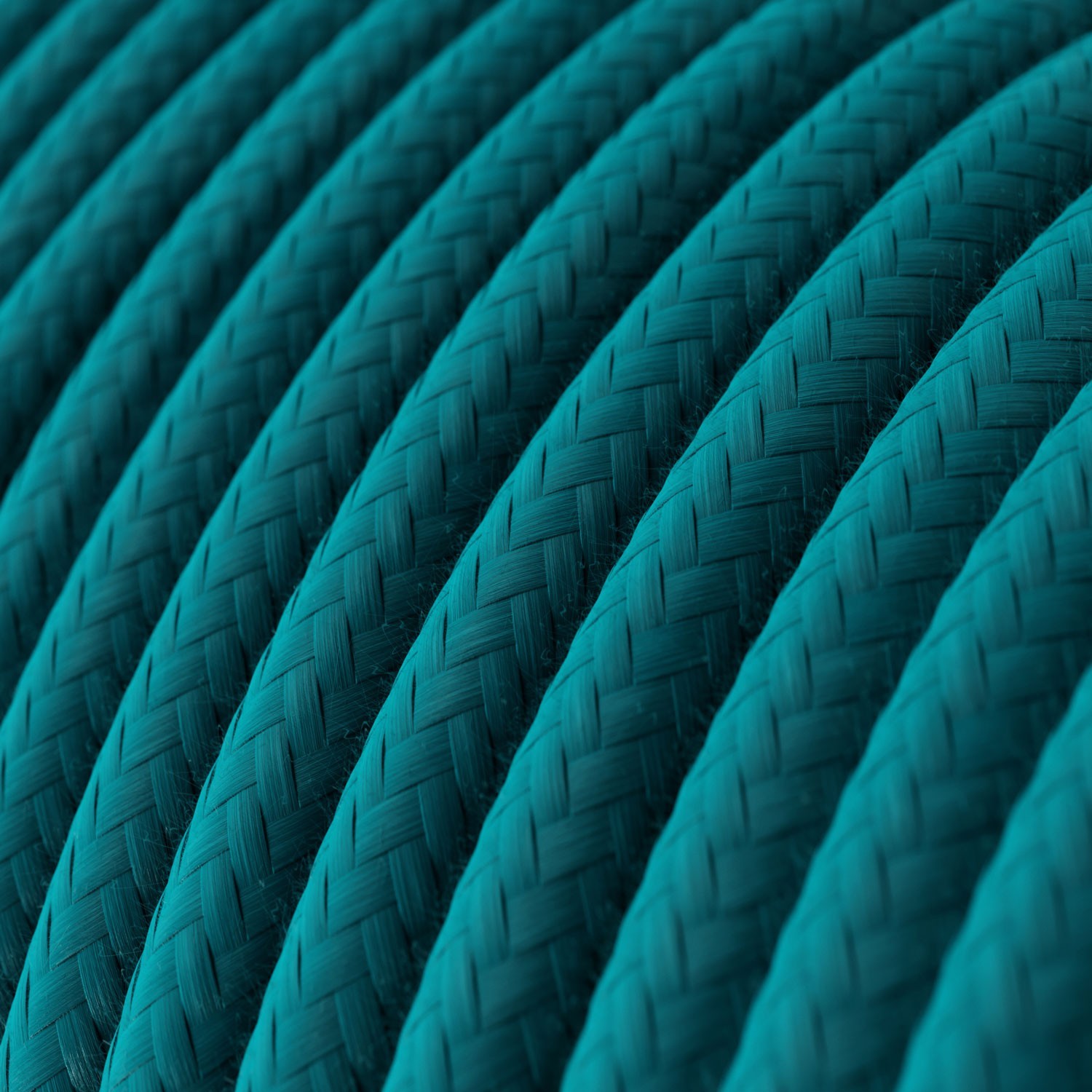 Câble électrique rond en coton de couleur unie bleu céruléen RC21