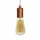 Pendant lamp with textile cable and satin metal details - Made in Italy