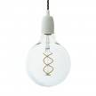 Pendant lamp with twisted textile cable and white porcelain details - Made in Italy