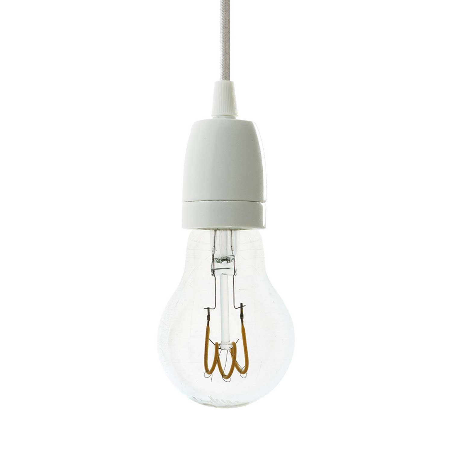 Pendant lamp with textile cable and coloured porcelain details - Made in Italy