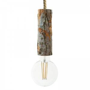Pendant lamp with nautical cord XL and large bark lamp holder - Made in Italy