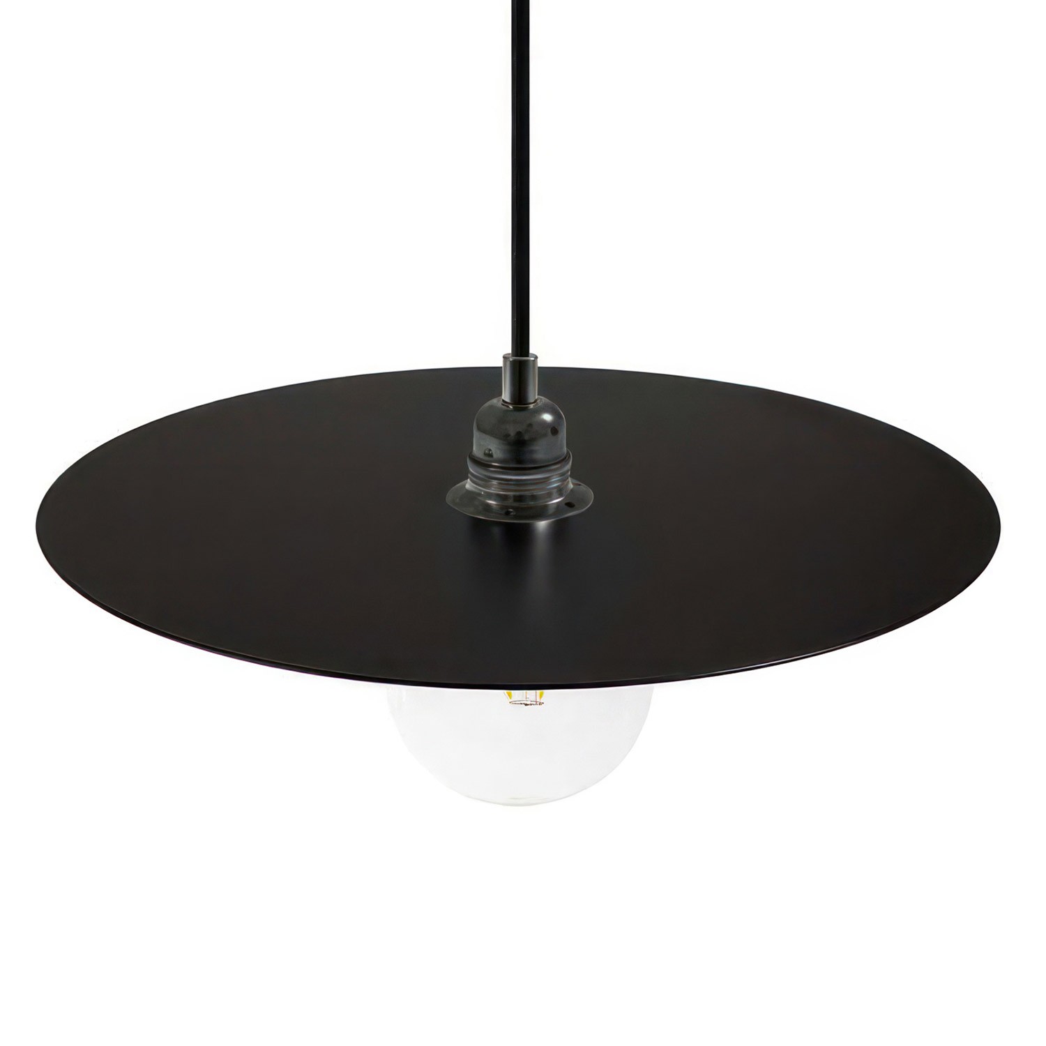 Pendant lamp with textile cable, oversized Ellepi lampshade and metal details - Made in Italy