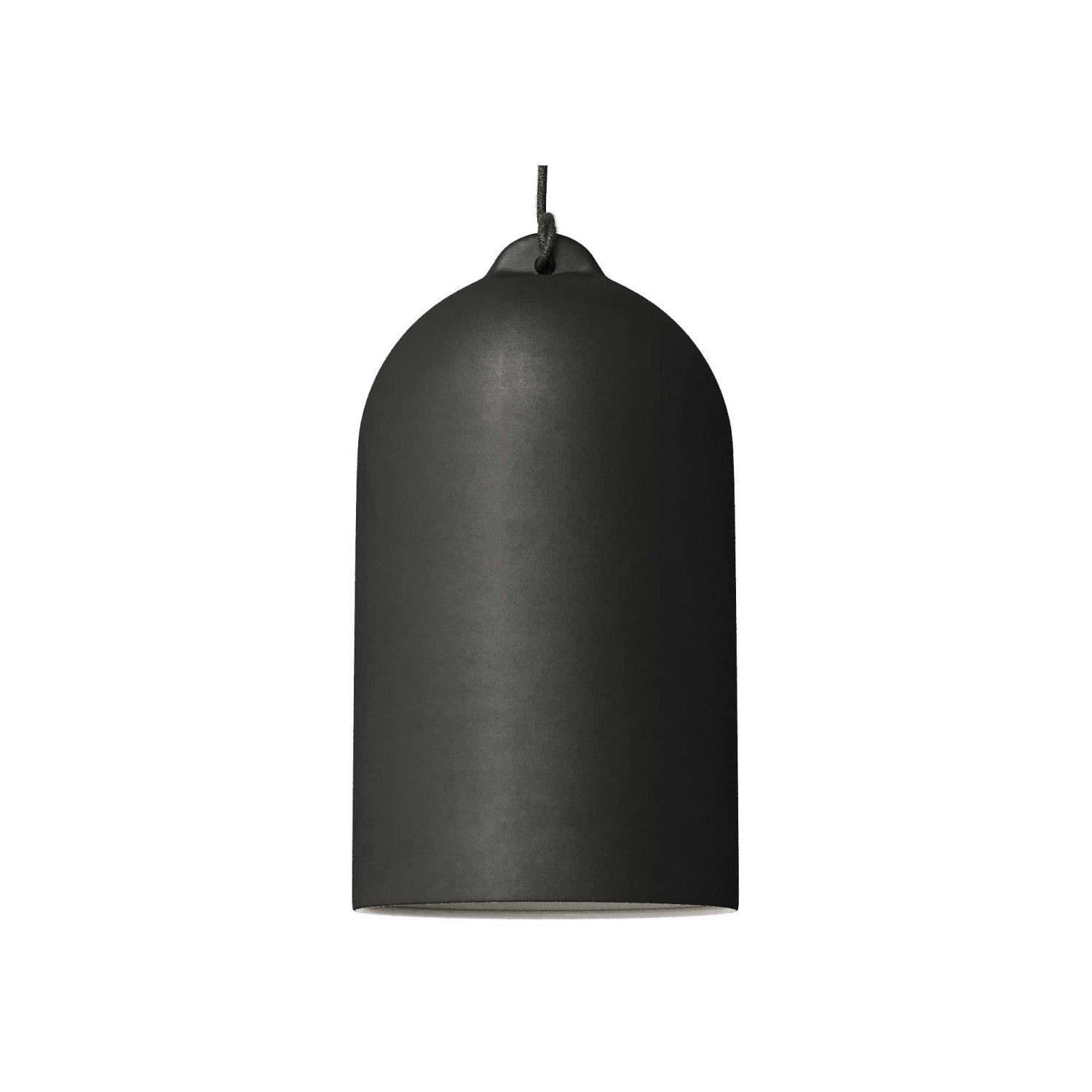 Pendant lamp with textile cable and Bell XL ceramic lampshade - Made in Italy