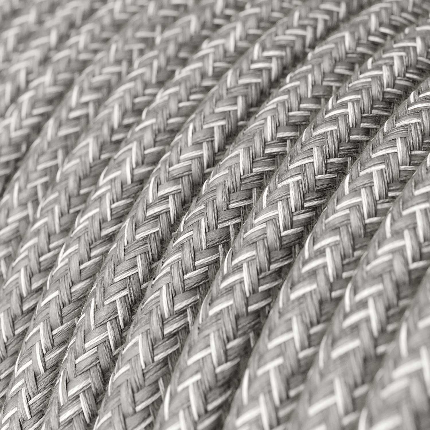 Suspension fabriquée en Italie avec câble textile, abat-jour Industriel et finition en métal