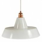 Pendant lamp with textile cable, Industrial ceramic lampshade and metal finishes - Made in Italy