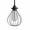 Pendant lamp with textile cable, Drop cage lampshade and metal details - Made in Italy