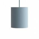 Pendant lamp with textile cable, Cylinder fabric lampshade and metal details - Made in Italy