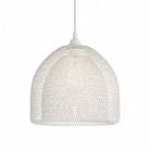 Pendant lamp with textile cable, Ghostbell XL cage lampshade and metal details - Made in Italy