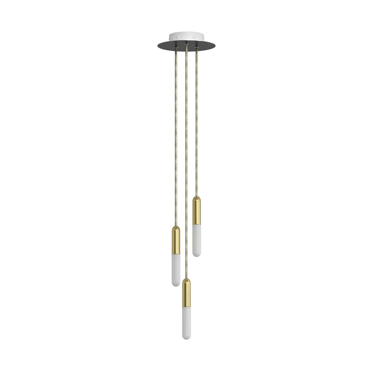 Made in Italy suspension with 3 pendants complete with bulbs, P-Light, and 200 mm Rose-One