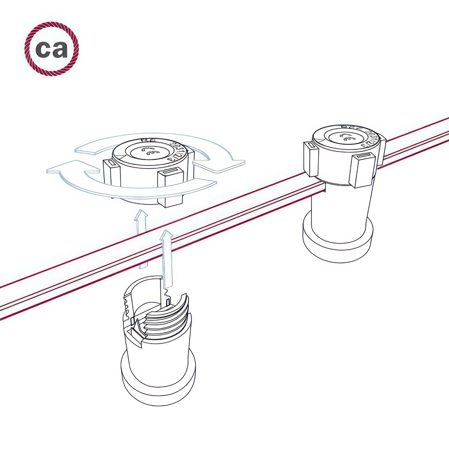 Câble électrique pour Guirlande Vertigo en Coton Gris et Blanc ECC37