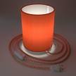 Lampe Posaluce en métal avec abat-jour Cilindro Cinette Orange avec câble textile, interrupteur et prise bipolaire