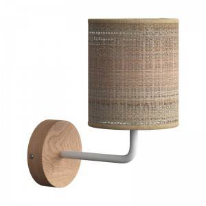 Fermaluce Wood, houten wandlamp met Cilindro-lampenkap en gebogen arm