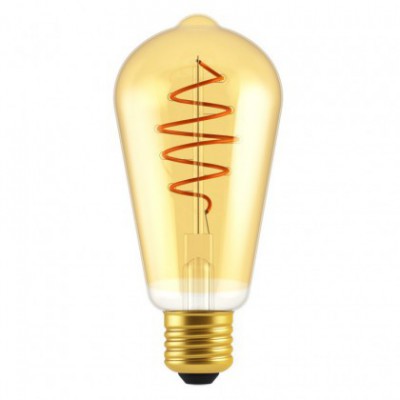 Ampoule LED Edison ST64 ligne Croissant dorée avec filament en spirale 5W E27 dimmable 2000K