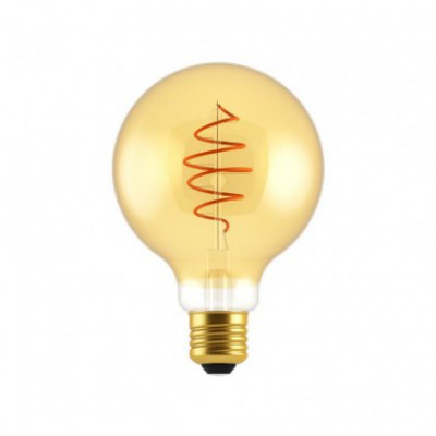 Ampoule LED Globe G95 ligne Croissant dorée avec filament en spirale 5W E27 dimmable 2000K
