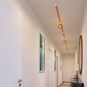 Kit Symmetric Filé system - avec câbles pour guirlande lumineuse de 5 mètres et 9 composants en bois verni blanc pour intérieur