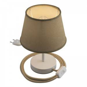 Alzaluce avec abat-jour Impero, lampe de table en métal avec fiche à deux pôles, câble et interrupteur