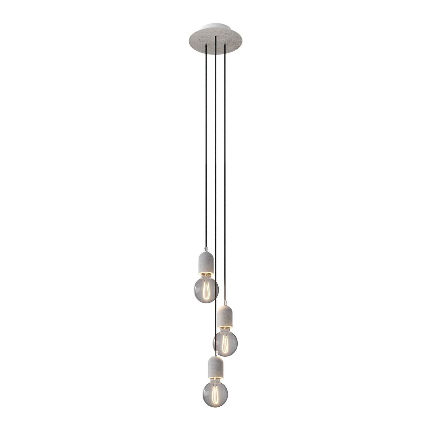 Lampe suspension 2 bras avec Rose-One XXL rectangulaire 675 mm avec câble  textile et abat-jour Coupole M