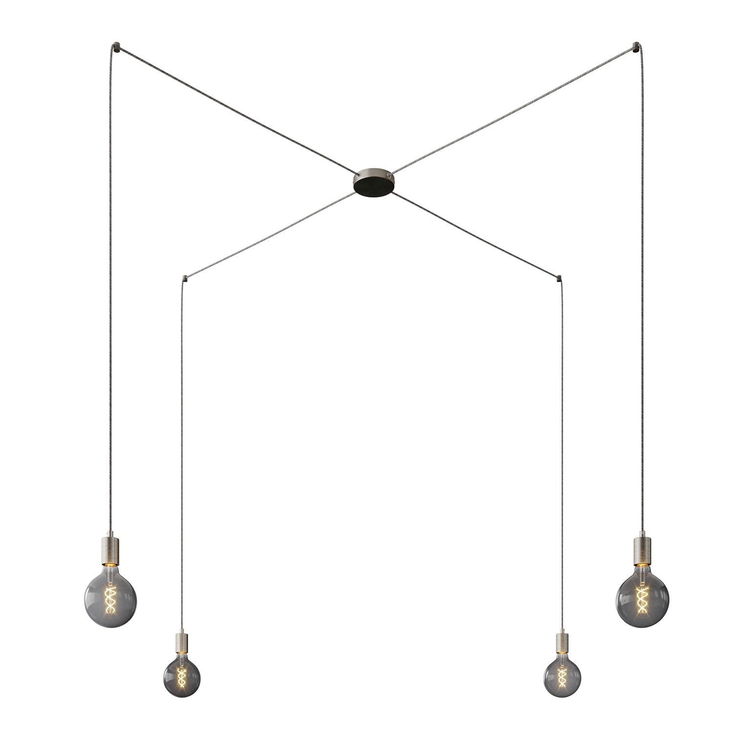 Spider - 4 lichts-meervoudige hanglamp, Made in Italy, compleet met strijkijzersnoer en metalen afwerking