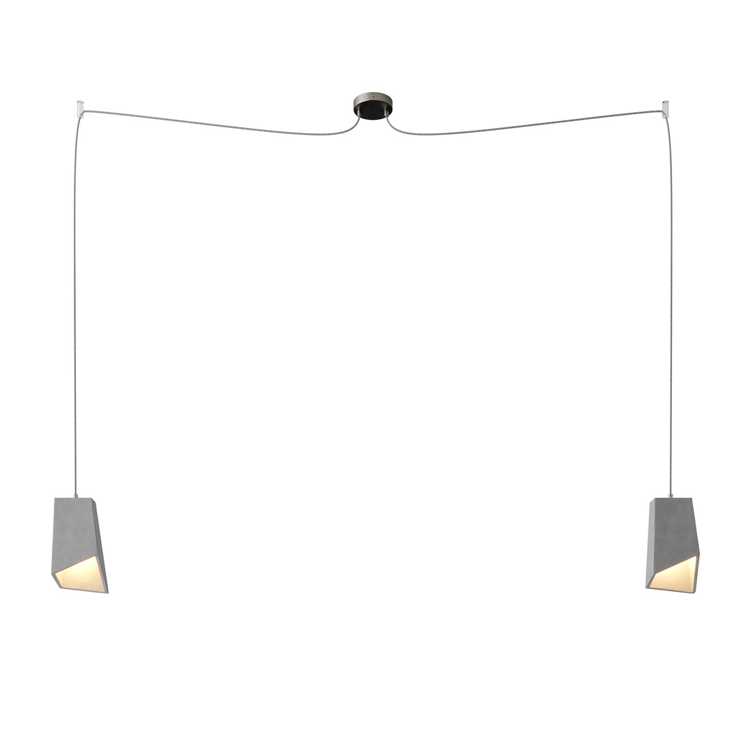 Spider - 2 lichts-meervoudige hanglamp, Made in Italy, compleet met strijkijzersnoer en betonnen lampenkap