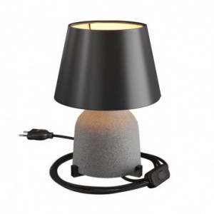 Lampe de table Vaso en céramique avec abat-jour Impero, câble textile, interrupteur et prise bipolaire