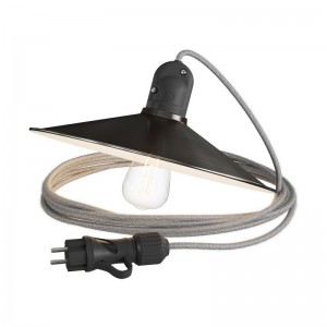 Snake Eiva avec abat-jour Swing, lampe d'extérieur portative, 5 m de câble textile, douille étanche IP65 et fiche