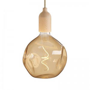 Hanglamp Made in Italy, compleet met strijkijzerkabel en houten afwerkingen