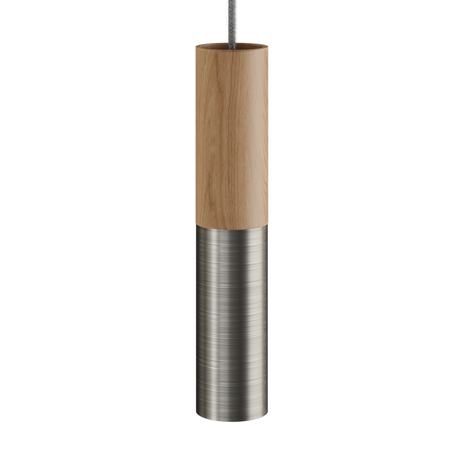 Tub-E14, tube en bois et métal pour spots avec douille double anneau E14