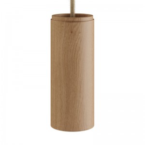 Hanglamp compleet met strijkijzersnoer en Tub-E14 houten kap