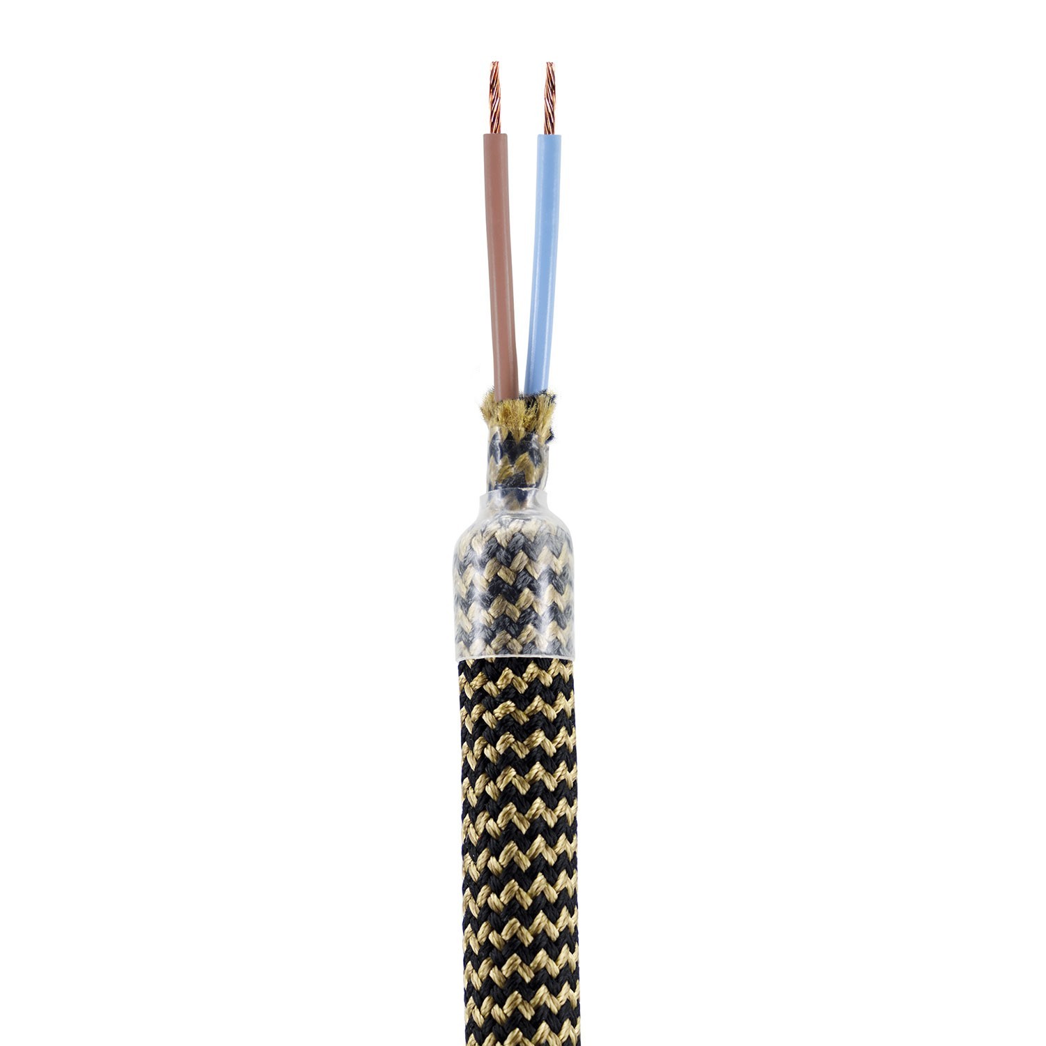 Kit Creative Flex flexibele buis bekleed met goud en zwarte zigzag RZ24 stof met metalen eindstukken