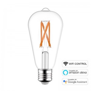 Ampoule LED SMART WI-FI Edison ST64 transparente à filament 6.5W E27 Dimmable