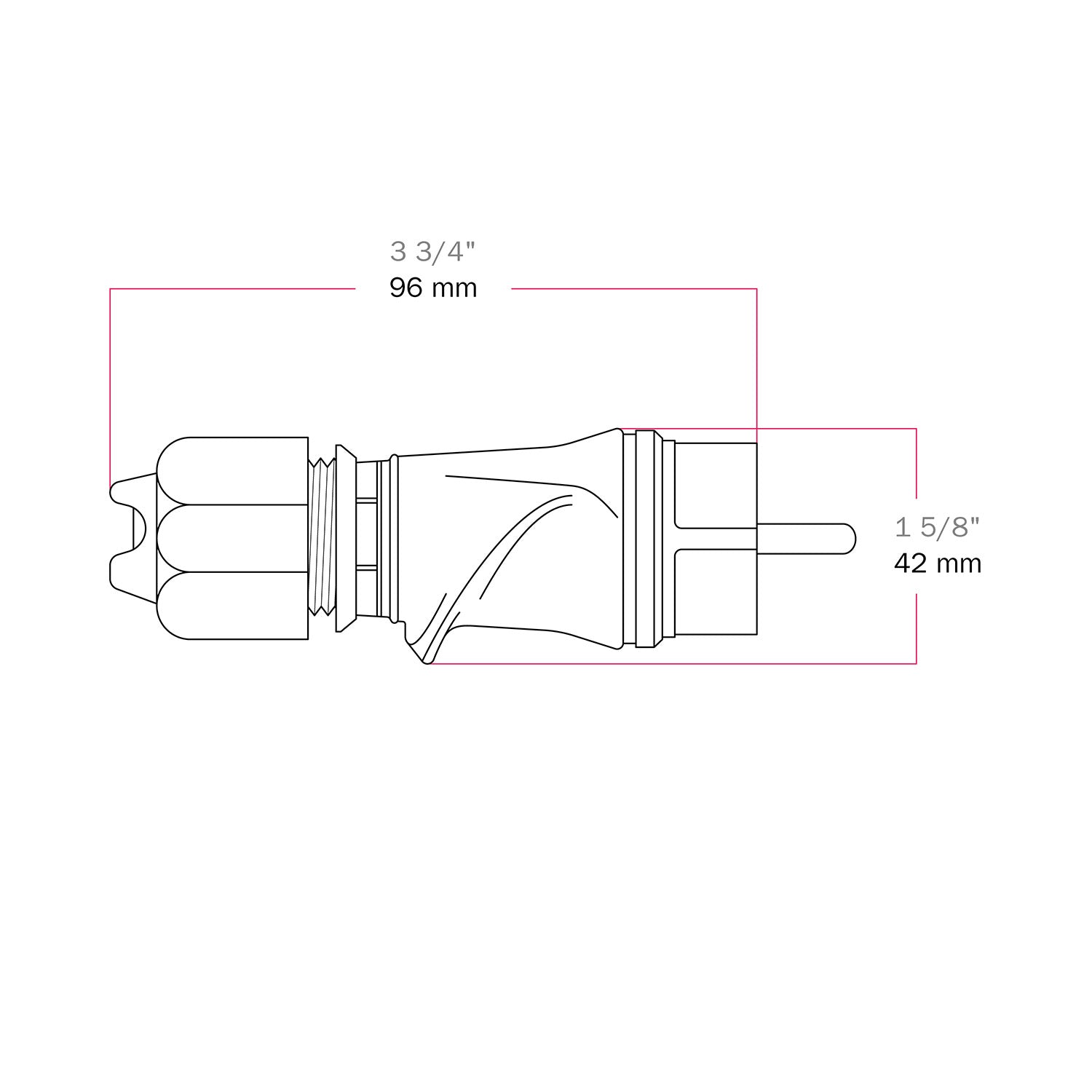 Spina Schuko Nera 16A 250V IP44 per esterno - Compatibile Sistema Modulair - Nero