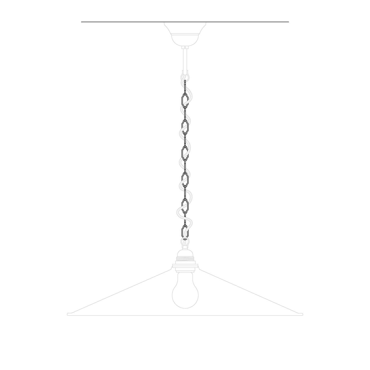 Chaîne Cathédrale en fer pour lustres et suspensions - Longueur 50 cm