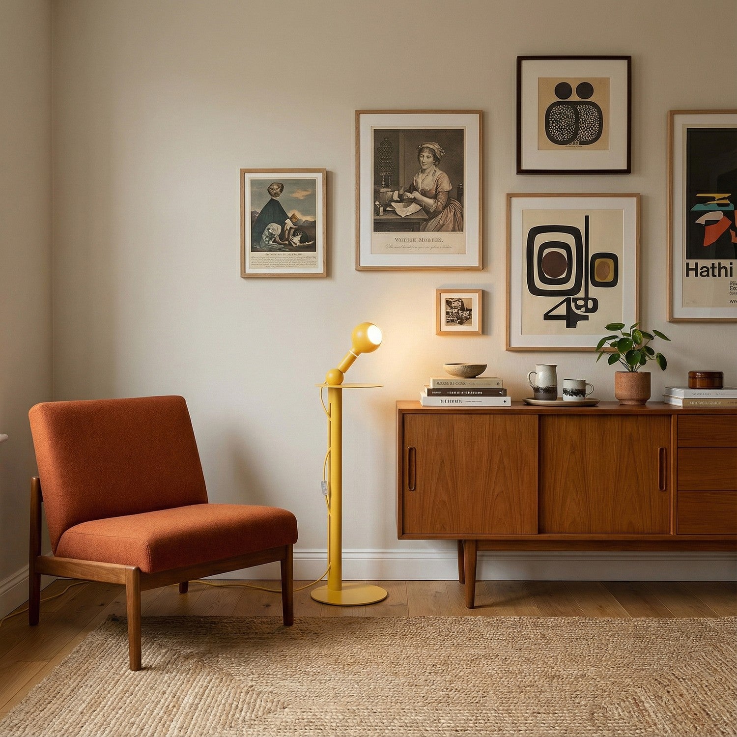 Rocco - Lampadaire avec ampoule Camo - Jaune