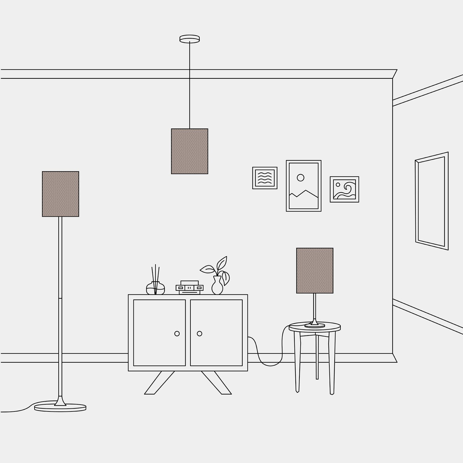 Paralume Cilindro M in tessuto con attacco E27 - Made in Italy - Arenal Cenere