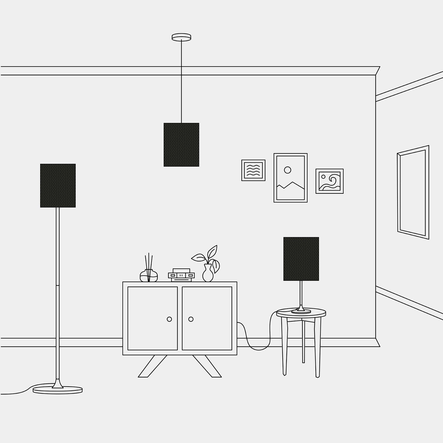 Paralume Cilindro M in tessuto con attacco E27 - Made in Italy - Cinette nero interno Oro