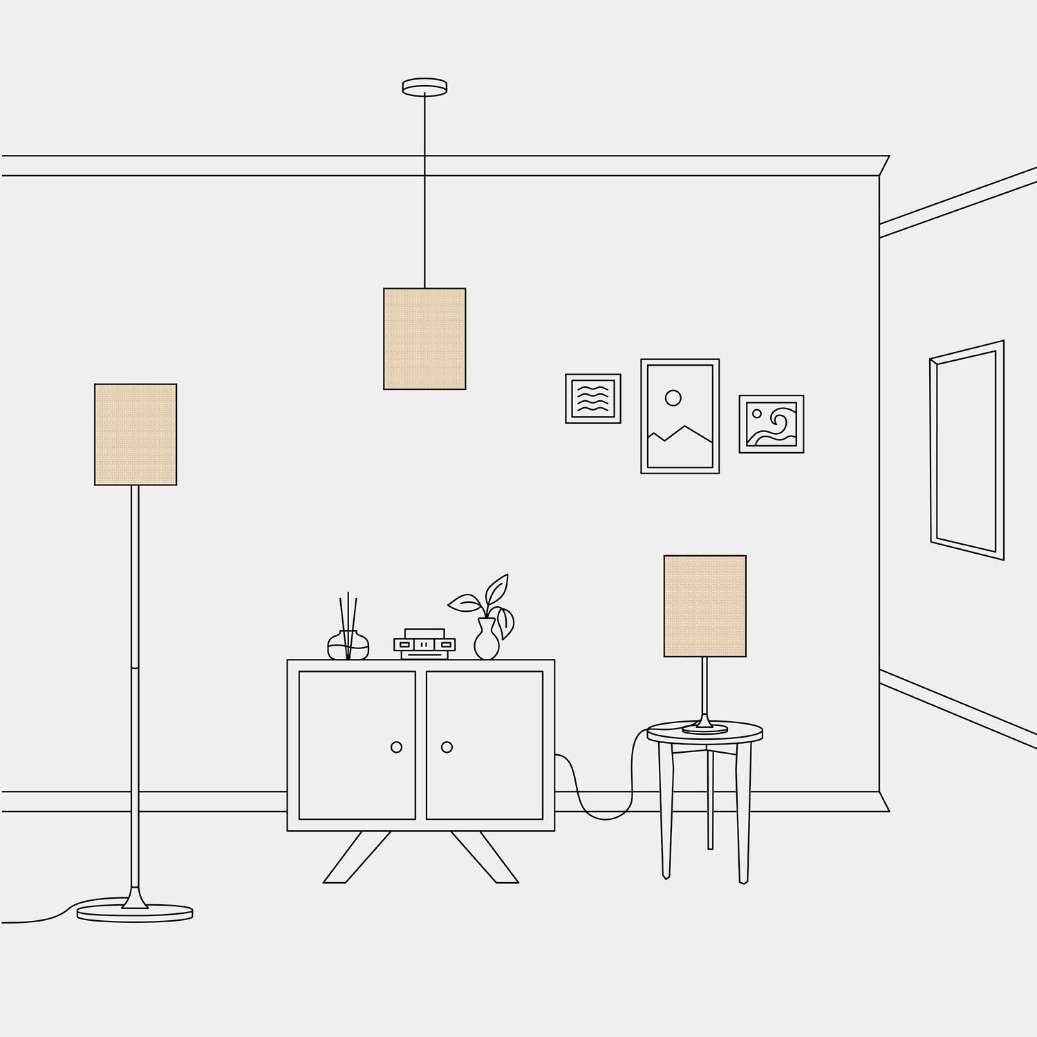 Paralume Cilindro M in tessuto con attacco E27 - Made in Italy - Raphia