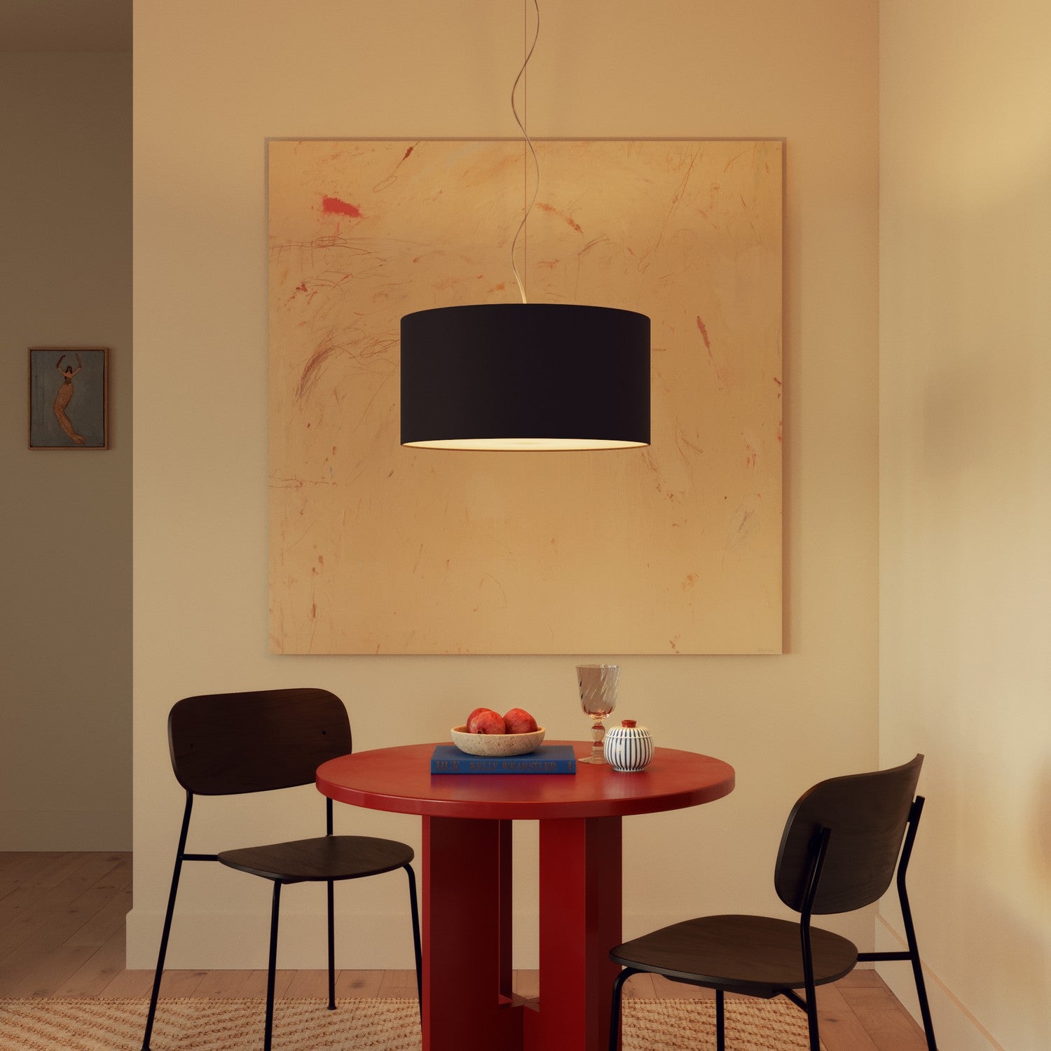 Paralume Cilindro XL in tessuto con attacco E27 - Made in Italy - Nero/Oro