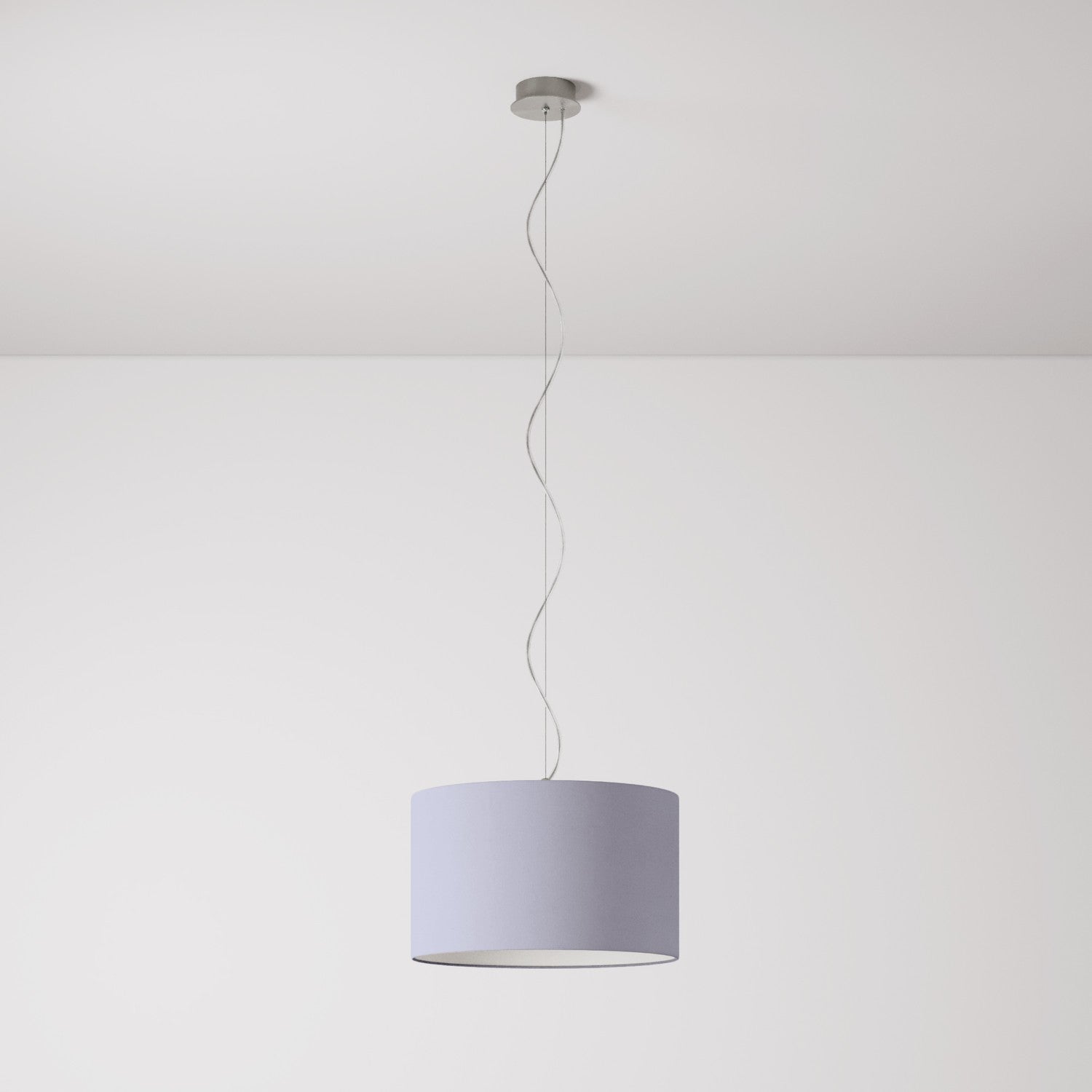 Lampada a sospensione con paralume in tessuto Cilindro Small - Made in Italy - Teletta Lilla No
