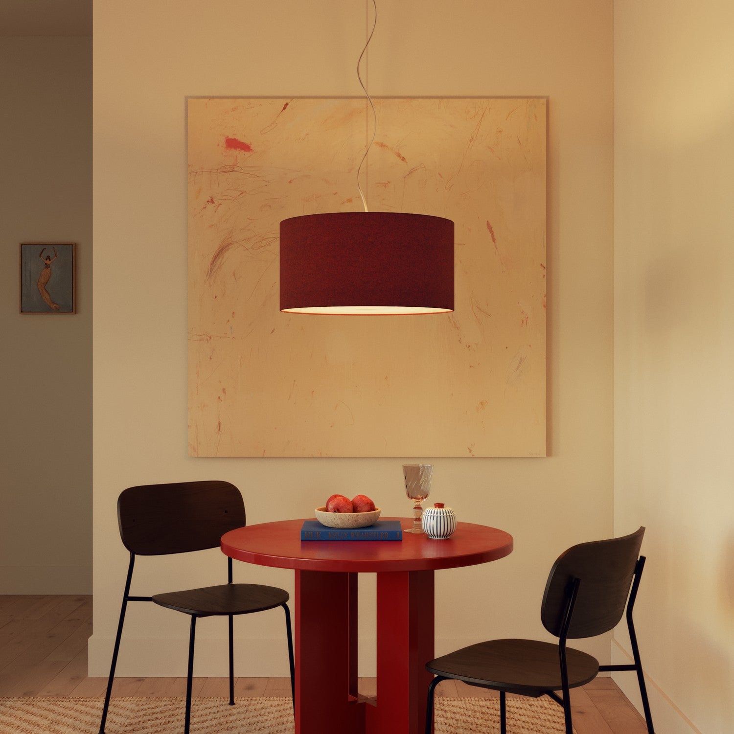 Lampada a sospensione con paralume in tessuto Cilindro Medium - Made in Italy - Lana Aragosta No