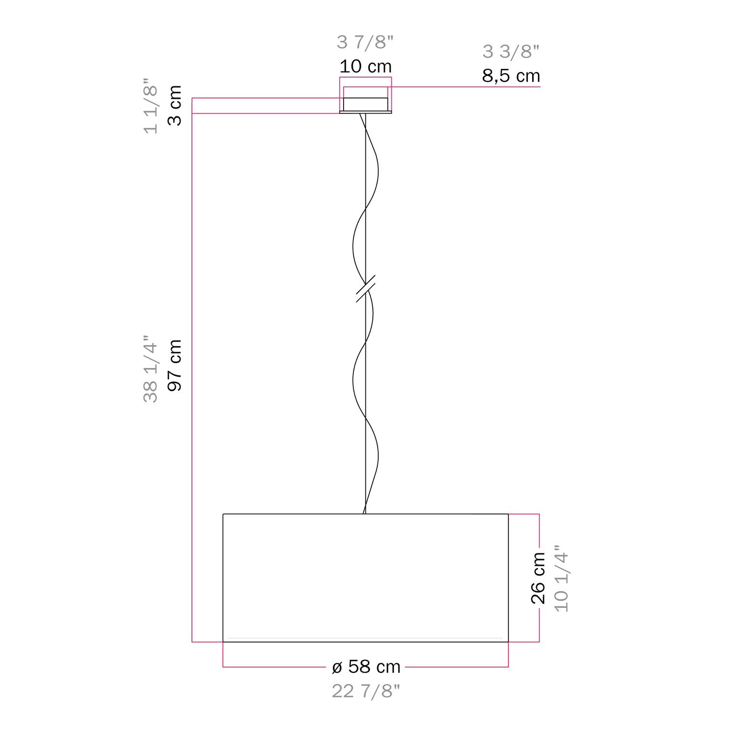 Lampada a sospensione con paralume in tessuto Cilindro Large - Made in Italy - Lana Marrone Si