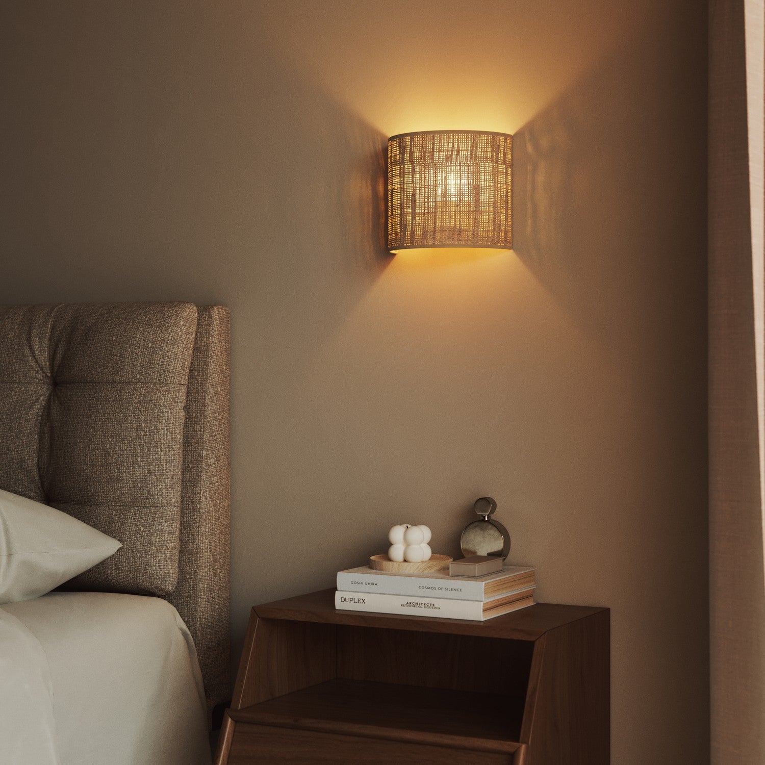 Applique Ventola con paralume in tessuto - Made in Italy - Raphia