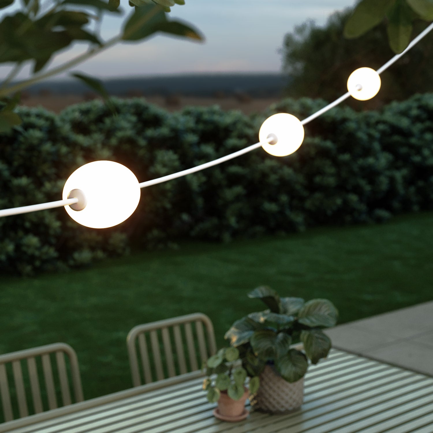 Lichtslinger met 3 lichtpunten voor buiten IP67 Zandwit - Marina3