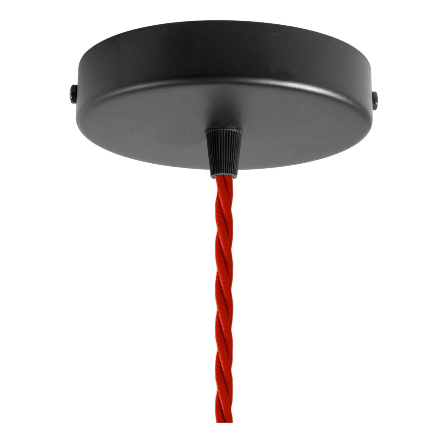 Lampada a sospensione completa di cavo tessile, paralume gabbia Diamond e finiture in metallo - Rosso