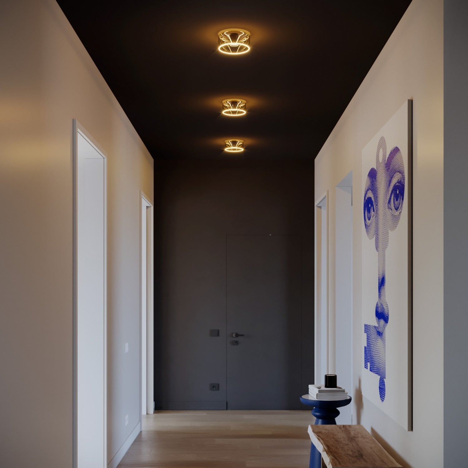 Applique con lampadina Ghost smoky - Nero